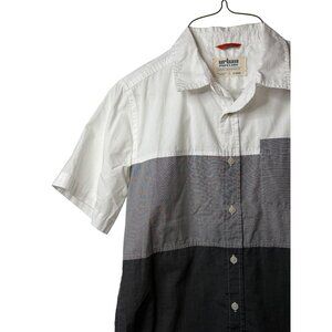 Urban Pipeline Boys XL Short Sleeve Shirt White Gray Black Colorblock Button Up